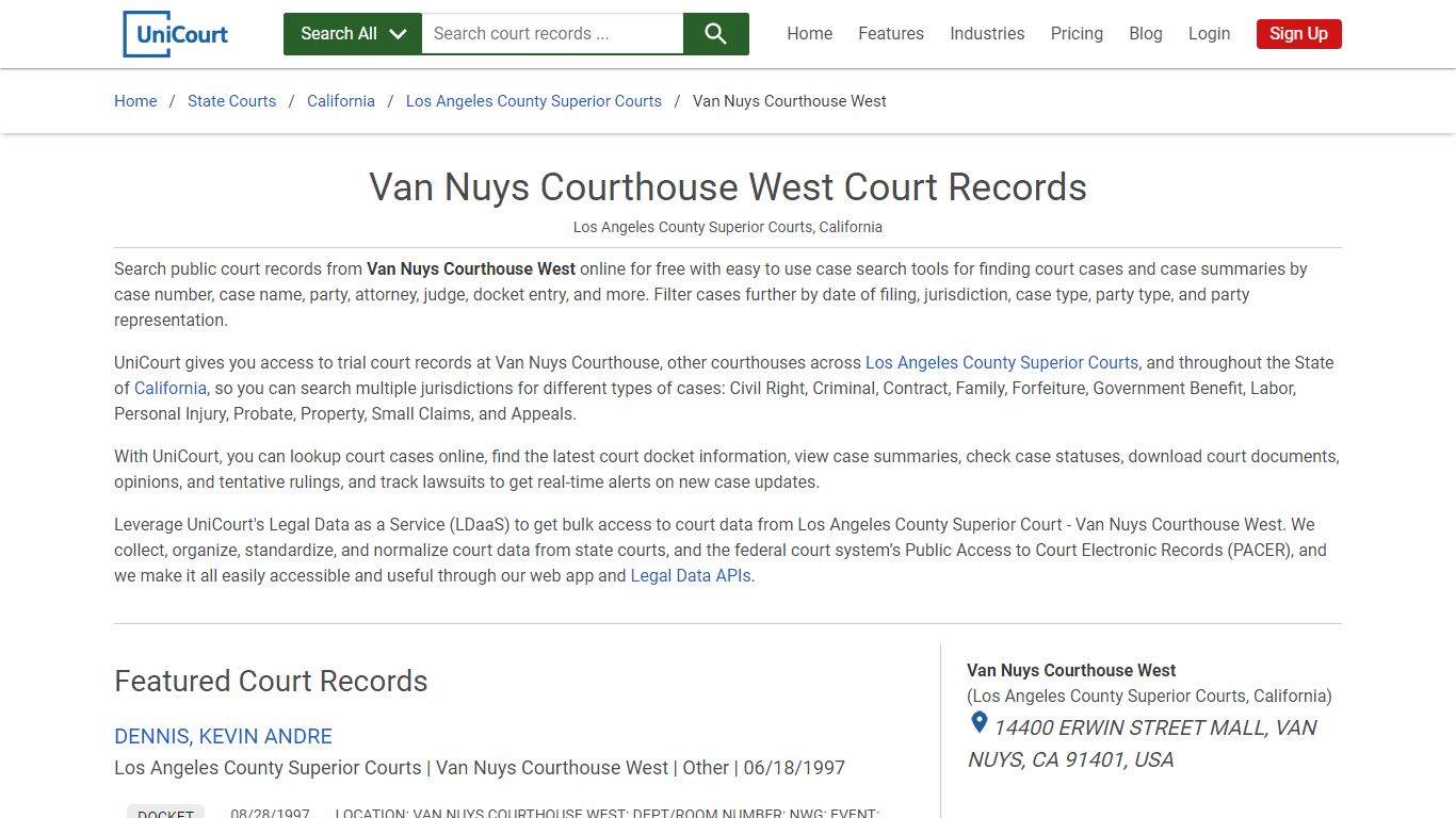 Van Nuys Courthouse West Court Records | Los Angeles ...